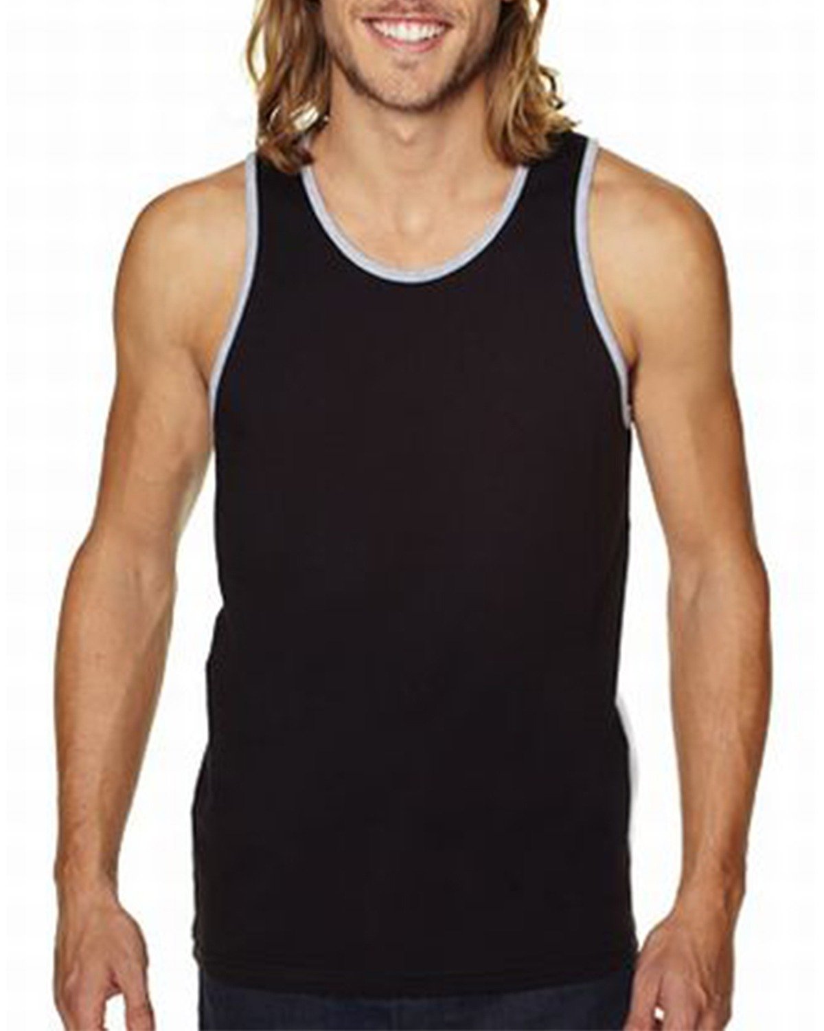 Men's Cotton Tank - Black / Heather Gray