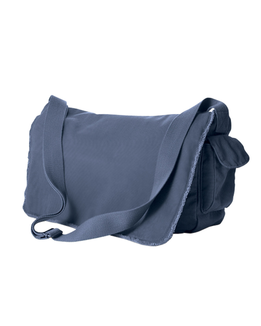 Pigment-Dyed Raw-Edge Messenger Bag - Denim