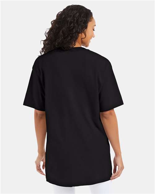 Hanes 518T Black — on model back