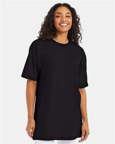 Hanes 518T Black — on model front