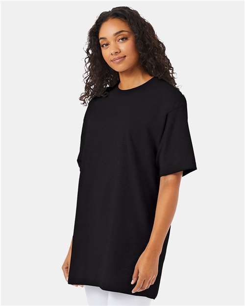 Hanes 518T Black — on model side