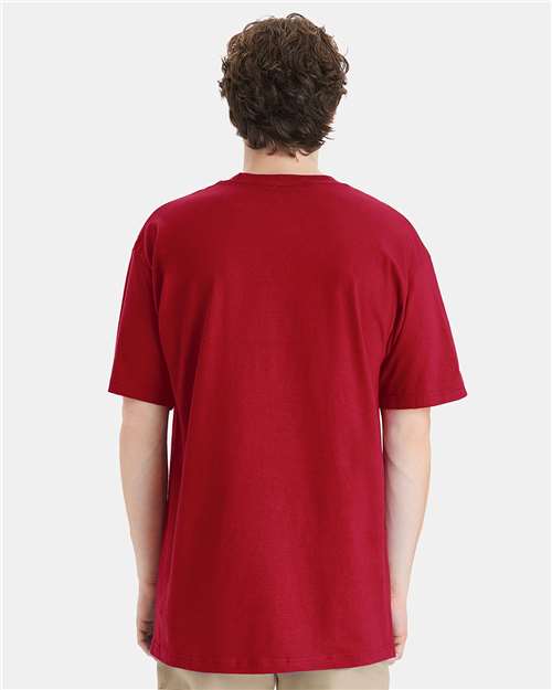 Hanes 518T Deep Red — on model back