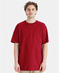 Hanes 518T Deep Red — on model front