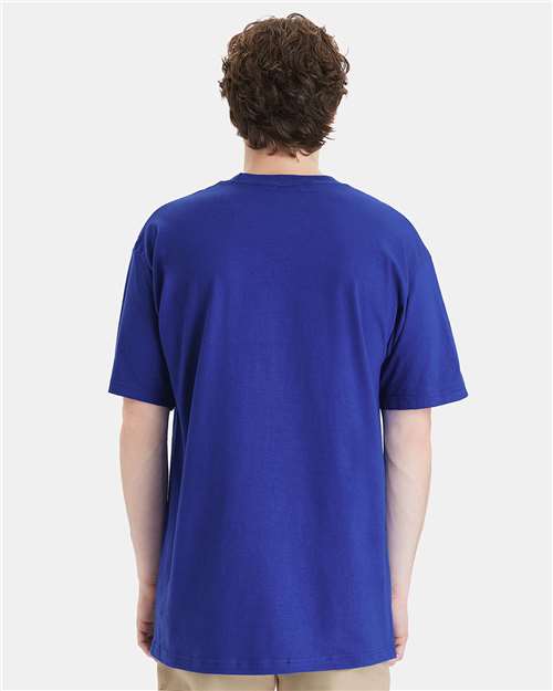 Hanes 518T Deep Royal — on model back