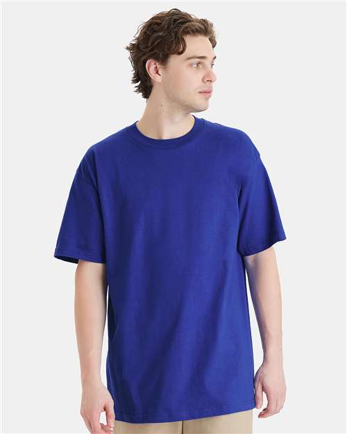 Hanes 518T Deep Royal — on model front