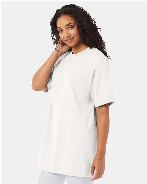 Hanes 518T White — on model side