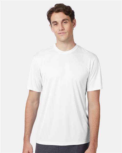 Hanes 4820 White — on model front