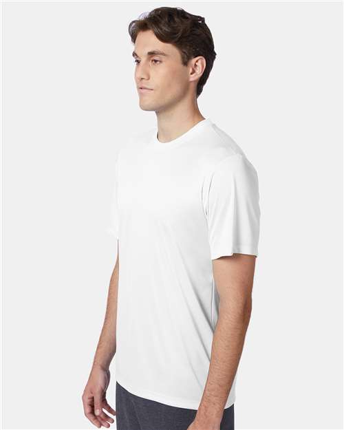Hanes 4820 White — on model side