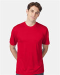 Hanes 4820 Deep Red — on model front