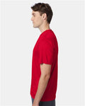 Hanes 4820 Deep Red — on model side