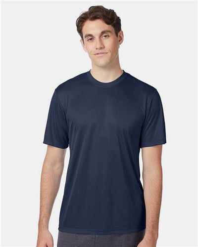 Hanes 4820 Navy — on model front
