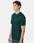 Hanes 4820 Deep Forest — on model side