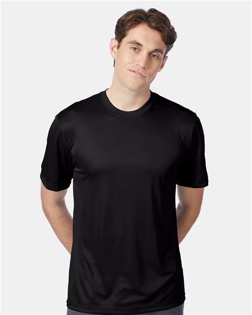 Hanes 4820 Black — on model front