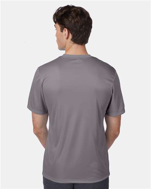 Hanes 4820 Graphite — on model back