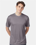 Hanes 4820 Graphite — on model front