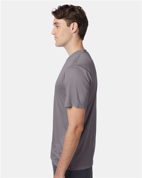 Hanes 4820 Graphite — on model side