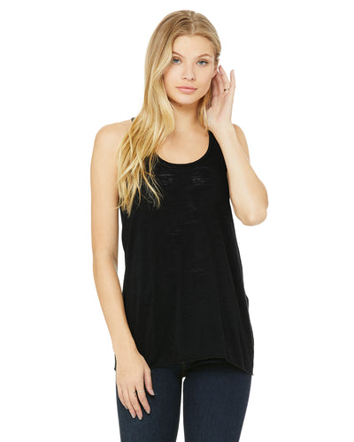 Women's Flowy Racerback Tank - Solid Black Slub
