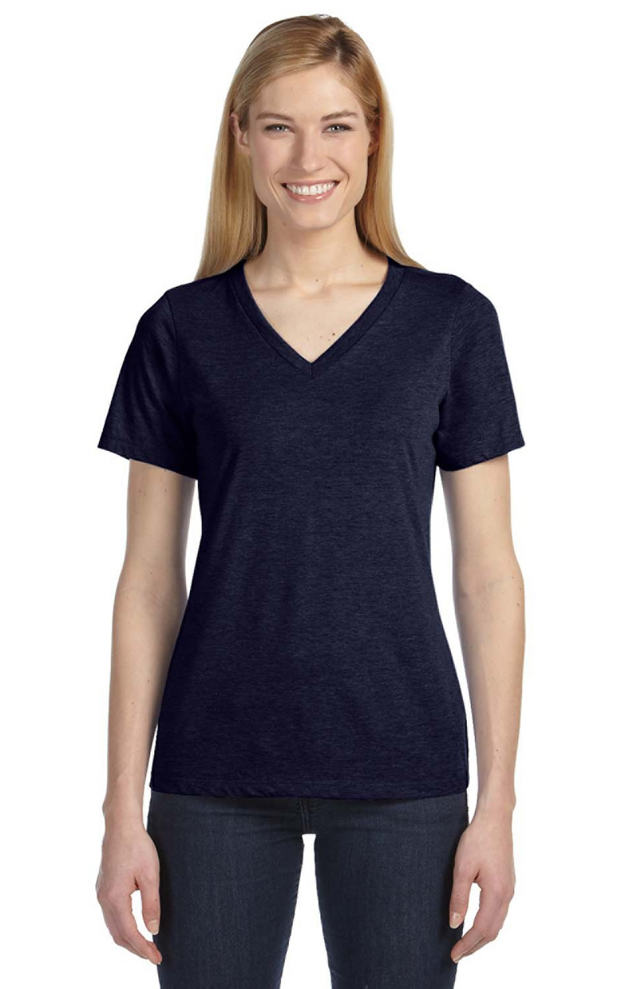 Missy Made in the USA Jersey Short-Sleeve V-Neck T-Shirt - Navy