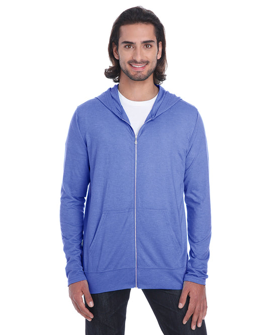 Unisex Triblend Full-Zip Jacket - Heather Blue
