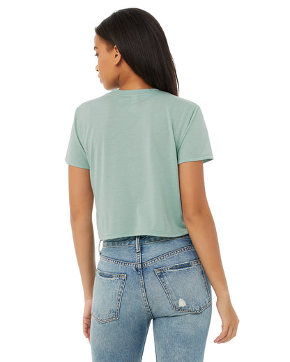 Women's Flowy Cropped T-Shirt - Dusty Blue