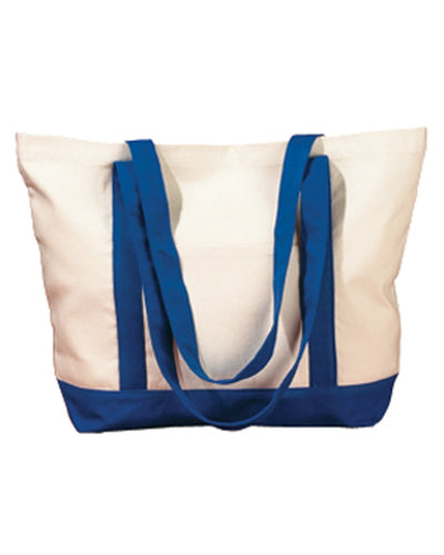 Canvas Boat Tote - Natural / Royal