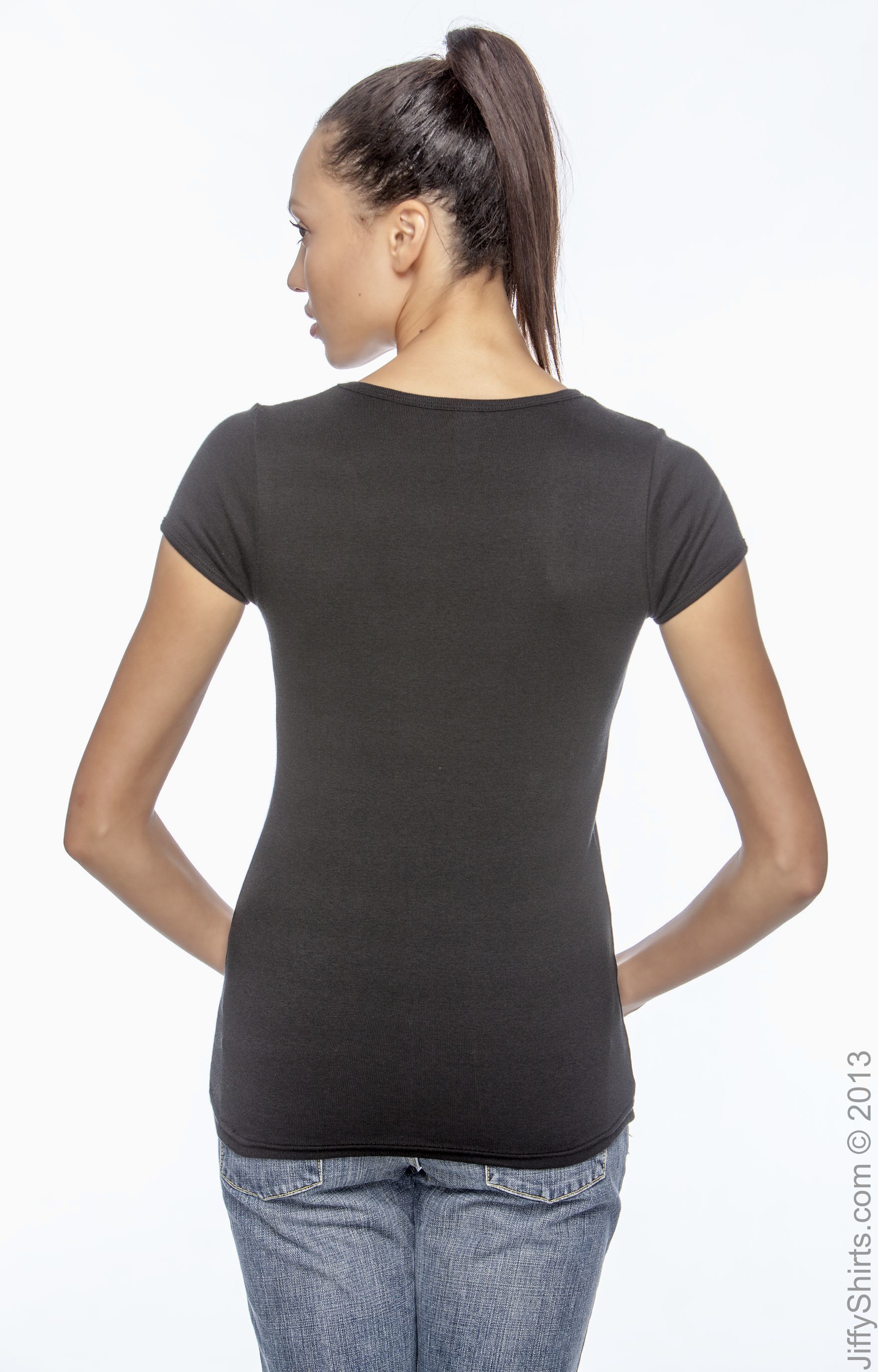 Women's 1x1 Baby Rib Scoop T-Shirt - Black