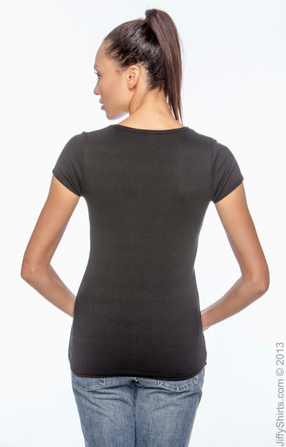 Women's 1x1 Baby Rib Scoop T-Shirt - Black