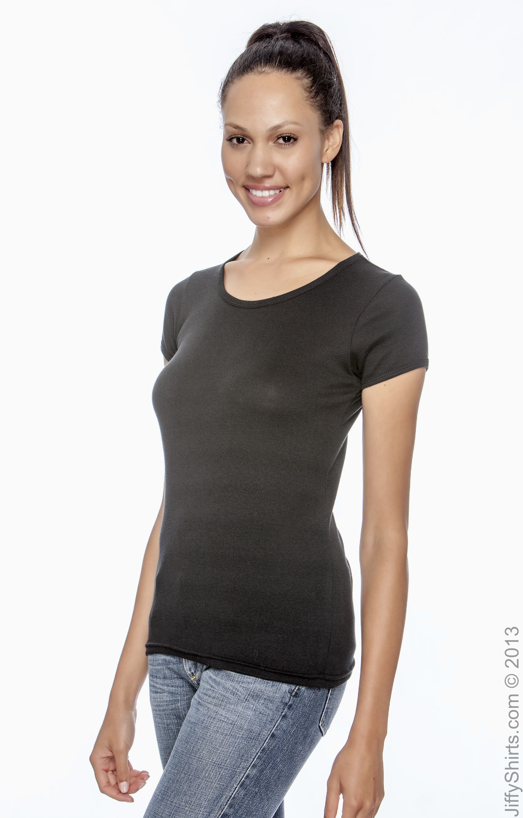 Women's 1x1 Baby Rib Scoop T-Shirt - Black