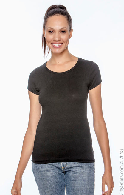 Women's 1x1 Baby Rib Scoop T-Shirt - Black