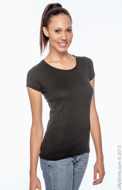Women's 1x1 Baby Rib Scoop T-Shirt - Black