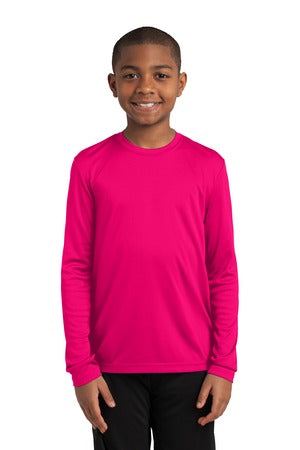 Youth Long Sleeve PosiCharge Competitor Tee - Pink Raspberry