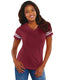 LAT 3537 - Women's Football T-Shirt - Vintage Burgundy / Bd White