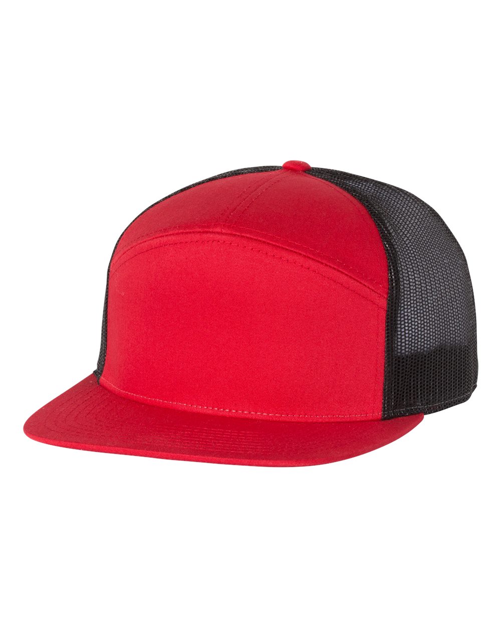 Seven-Panel Trucker Cap - Red / Black