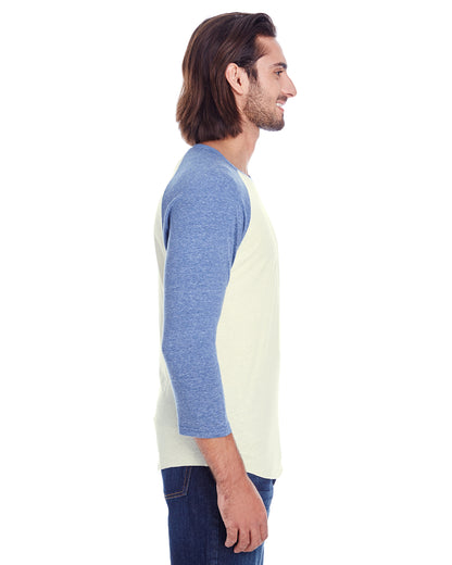 Unisex Triblend 3/4-Sleeve Raglan - Cream / Navy Triblend