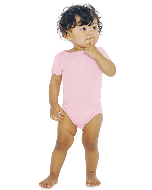 Infant Baby Rib Short-Sleeve One-Piece - Pink