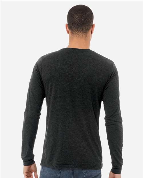 BELLA + CANVAS 3513 Charcoal Black Triblend — on model back