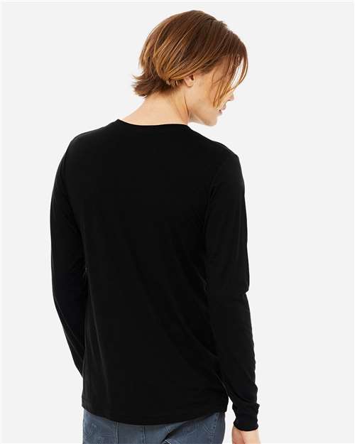 BELLA + CANVAS 3513 Solid Black Triblend — on model back