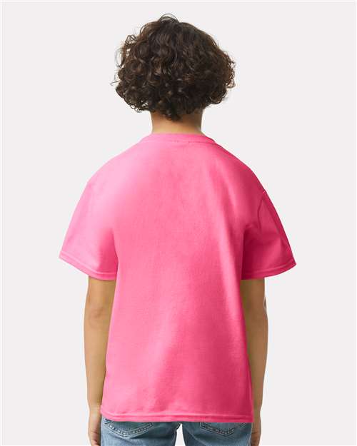 Gildan 2000B Safety Pink — on model back