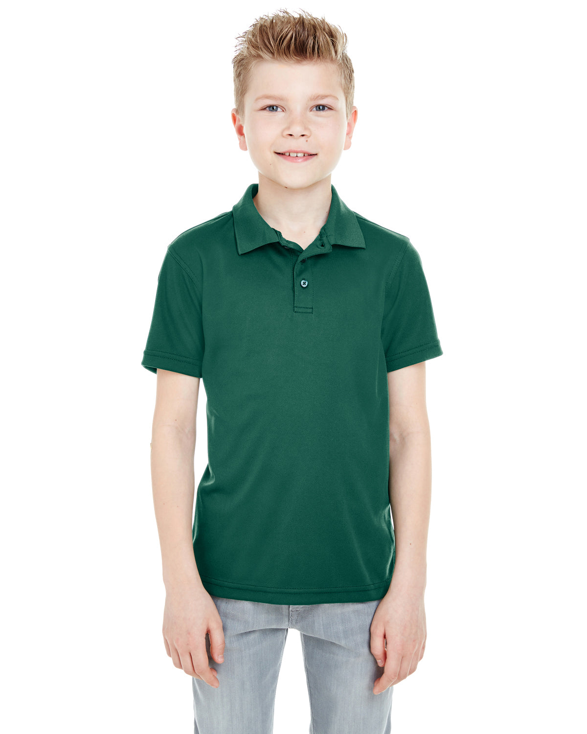 Youth Cool & Dry Mesh Piqué Polo - Forest Green