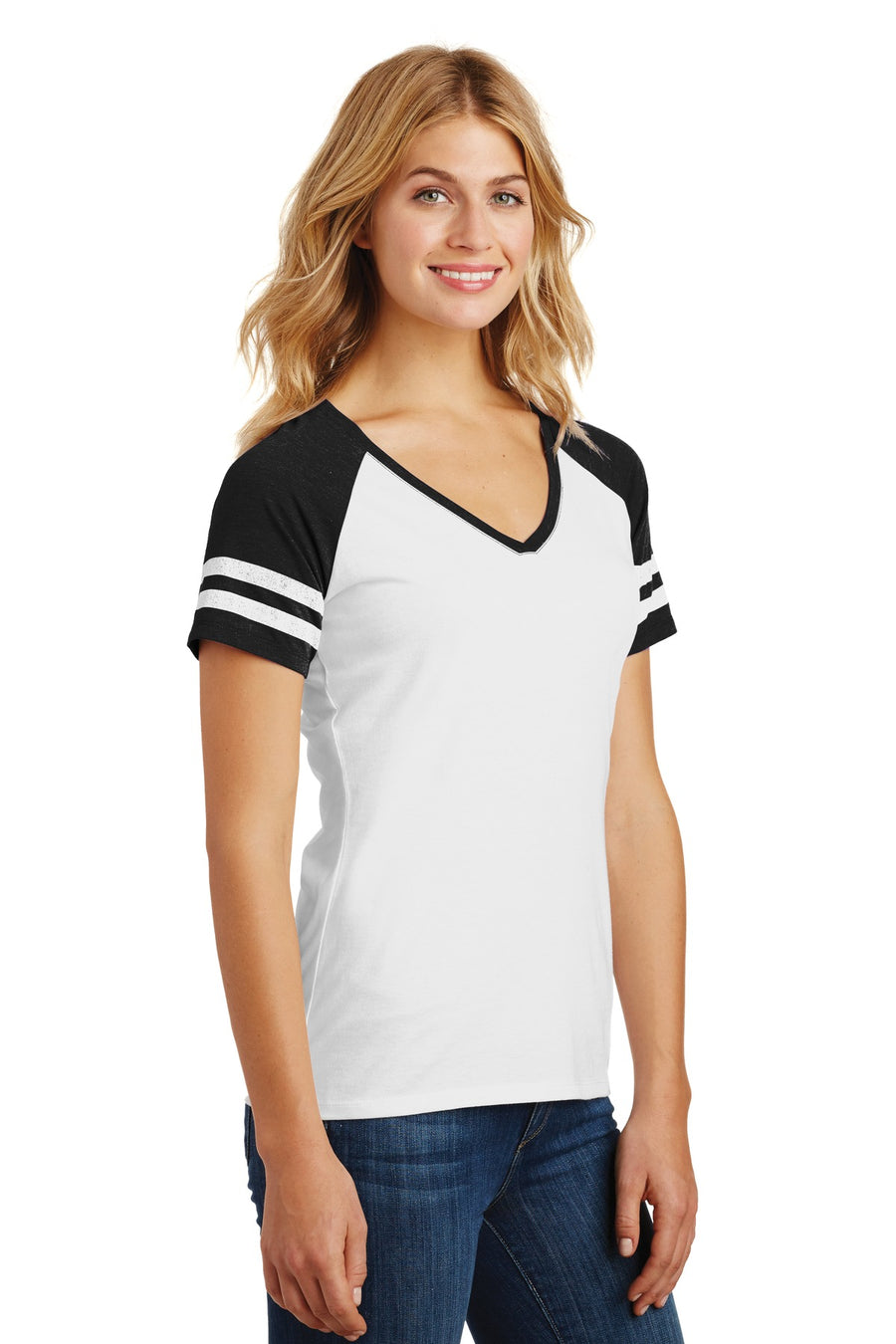 Women's Game V-Neck Tee - White / Black