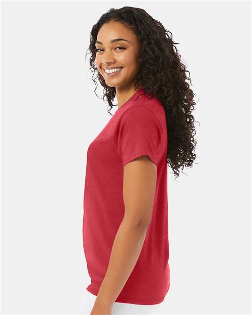 Hanes 5170 Heather Red — on model side