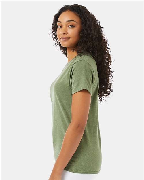 Hanes 5170 Heather Green — on model side