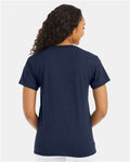 Hanes 5170 Heather Navy — on model back