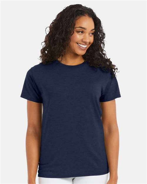 Hanes 5170 Heather Navy — on model front