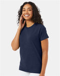 Hanes 5170 Heather Navy — on model side