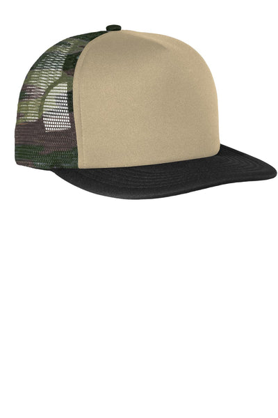 Flat Bill Snapback Trucker Cap - Military Camo