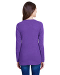 Women's Long Sleeve Fine Jersey Lace-Up T-Shirt - Vintage Purple / White
