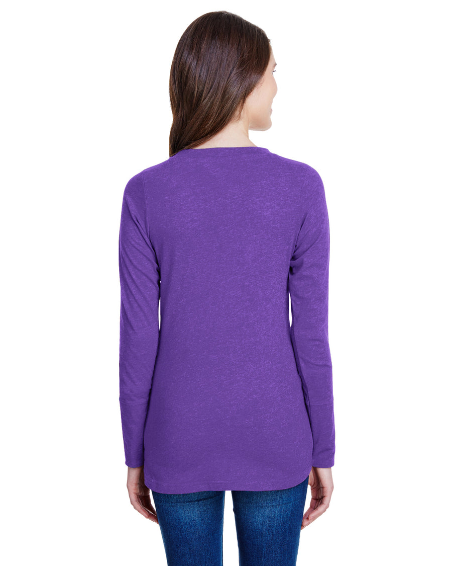 Women's Long Sleeve Fine Jersey Lace-Up T-Shirt - Vintage Purple / White