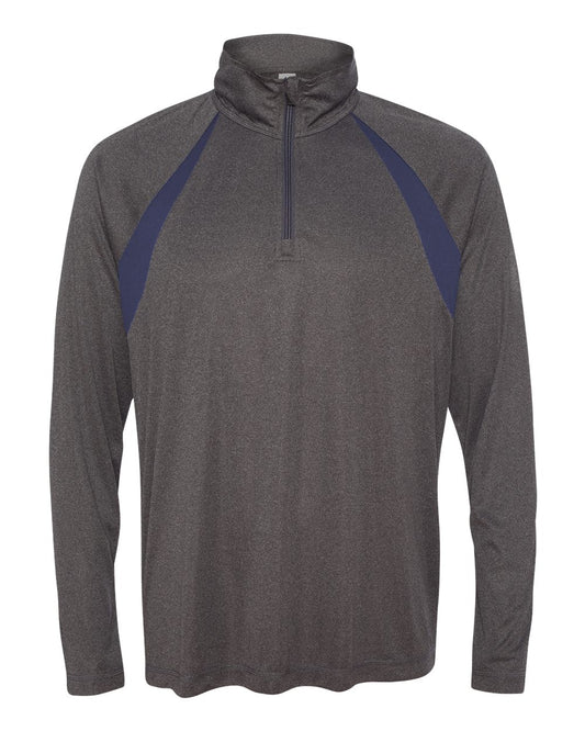 Quarter-Zip Lightweight Raglan Pullover - Dark Gray Heather / Sport Navy