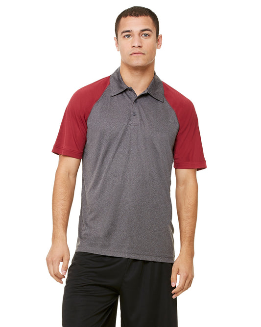 Unisex Performance Three-Button Raglan Polo - Dark Gray Heather / Sport Mr